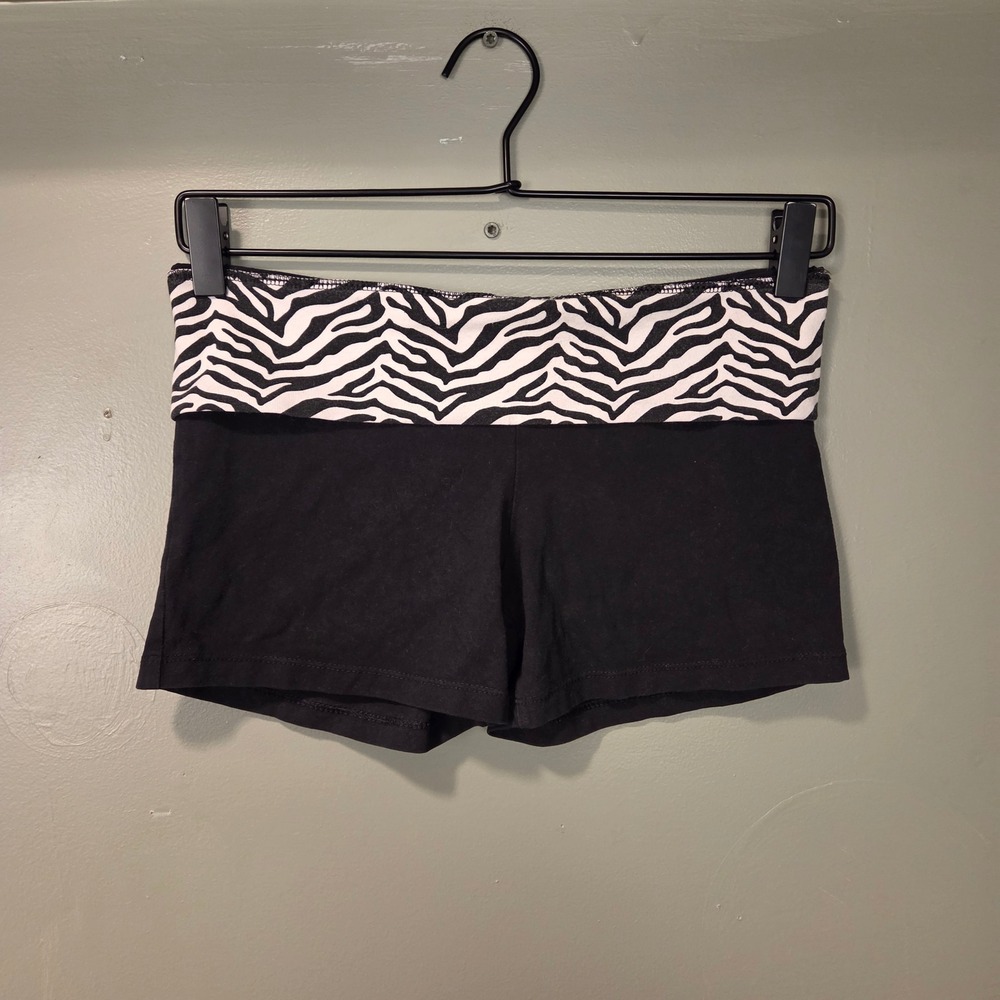 Danskin Now Big Girls Size L Pull On Foldover Shorts Black White Zebra Print